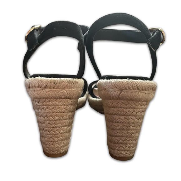 New Stuart Weitzman Teddi black suede jute wedge strappy sandal size 5 - Picture 7 of 11